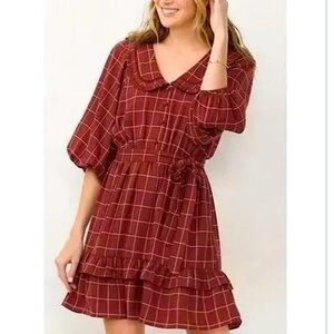 Lauren Conrad Checked Ruffle Dress